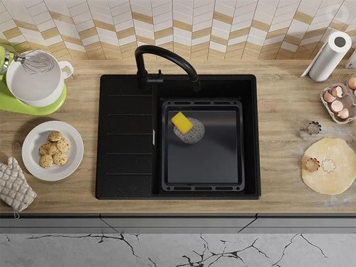 купить Мойка кухонная Primagran Copenhagen 620-50 Top Black metallic + accesorii 500x620 MKIKM в Кишинёве 