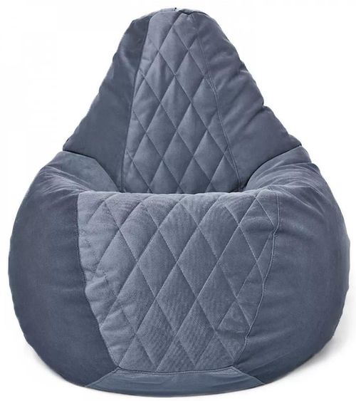 купить Кресло-мешок BeanBag BM6125, Кресло Груша из велюра Maserrati "Romb", L, серый в Кишинёве 