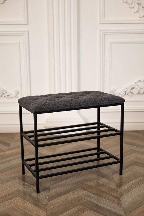 cumpără Raft pentru încălțăminte Nex Home Pantofar 3 nivele Teddy, metal, max.150kg, 80x32x52cm, 54 Gri inchis în Chișinău 