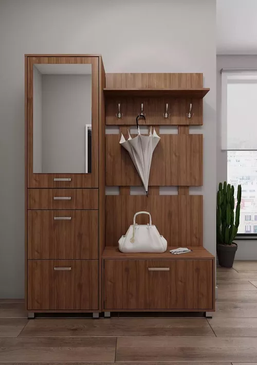 купить Полка для обуви Fabrik Home №04 Пенал-обувница орех каменный в Кишинёве 