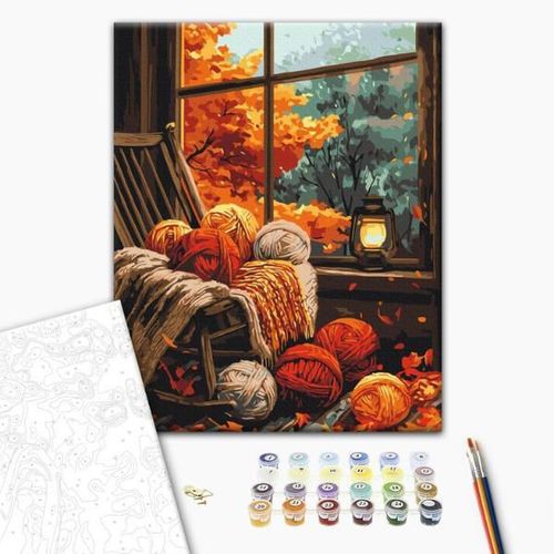 купить Картина по номерам BrushMe BS54174FC 30x40c (fără cutie) Confort de toamnă в Кишинёве 