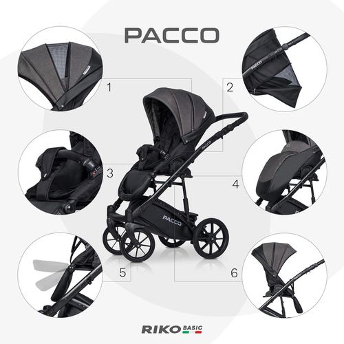 cumpără Сărucior pentru copii Riko Carucior 2in1 Basic Pacco 04 Carbon în Chișinău 
