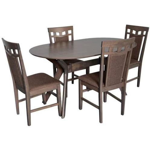 купить Комплект стол и стулья Evelin di Costacurta стол Raffles Oval Antique Grey + 4 стула Deepa R Antique Grey/Ekea12 Dark Brown в Кишинёве 
