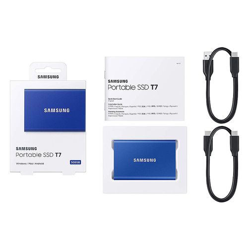 cumpără SSD extern 2TB Samsung Portable SSD T7 MU-PC2T0H/WW External SSD Blue, Read 1050 MB/s, Write 1000 MB/s, Shock Resistance, USB 3.2 Gen.2 (SSD extern/внешний SSD) în Chișinău 