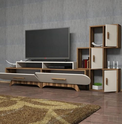 cumpără Comodă TV Trendy Flora S, Nuc, Crem 205x50x36cm în Chișinău 