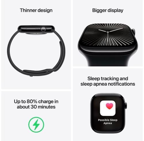 cumpără Ceas inteligent Apple Watch Series 10 GPS 42mm Jet Black Aluminium Case with Black Sport Band - M/L MWWF3 în Chișinău 
