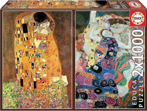 cumpără Puzzle Educa 18488 2x1000 The Kiss + The Virgin, Gustav Klimt în Chișinău 