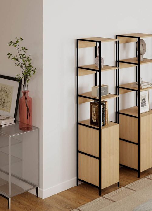 купить Офисный стеллаж Deco Lanta S 33x41x176H Oak/Black в Кишинёве 