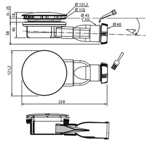 cumpără Sifon pentru cadă Wirquin Sifon cadita dus H40 D90 Slim+ Gold antimiros 30724970 în Chișinău 