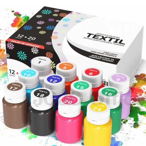 cumpără Set de creație Rosa Gallery 134122 Set acril pentru textile, 12 culori, 20ml în Chișinău 