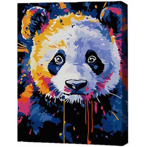 cumpără Tablou pe numere BrushMe RMGB009FC 30x40сm (pânză neagră/fără cutie) Panda în culori în Chișinău 