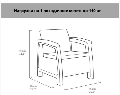 cumpără Set mobilier de grădină Keter Corfu II Duo Set Graphite/Coolgrey (258976) în Chișinău 