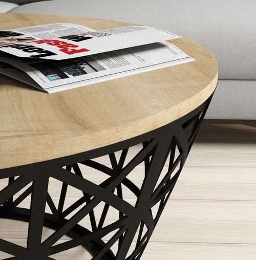 cumpără Măsuţă cafea Trendy Stil Metal Ferforje, Stejar 90x38x90cm în Chișinău 