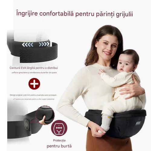 купить Кенгуру Momcozy HC002-BL12NB-A Suport ergonomic pe sold Carrier Black Medium в Кишинёве 