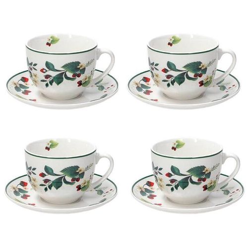 cumpără Cană Andrea Fontebasso 55881 Set 4 cesti cu farfurie Atollo Sweet Berry, portelan în Chișinău 