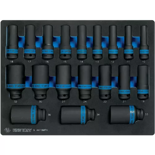 купить Набор головок, бит, насадок King Tony 9-4419MPV набор 1/2" ударных головок глубоких 6гр., от 10 до 36мм, 19 пр. (FOAM) в Кишинёве 
