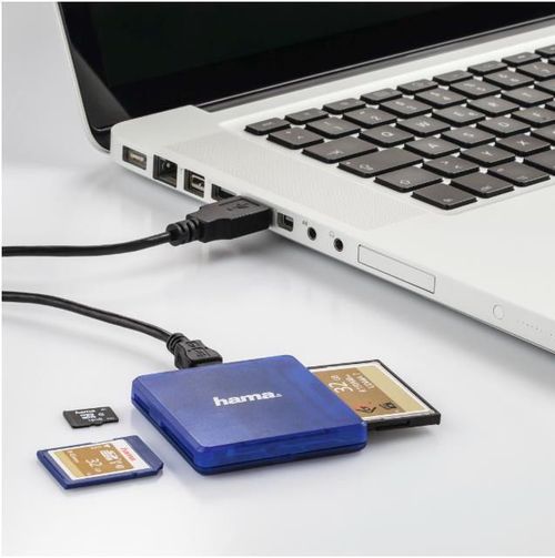 купить Кардридер Hama 124131 USB 2.0 Multi-Card Reader, SD/microSD/CF, blue в Кишинёве 