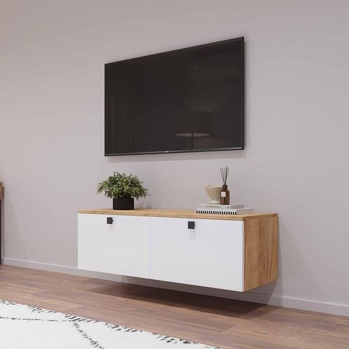 купить Тумба напольная для TV Mobildor-Lux ZEN (140x35x38H cm) Sonoma/Alb в Кишинёве 