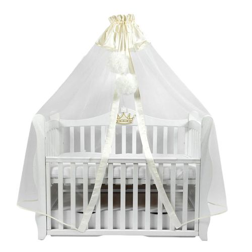 купить Кроватка PernaMea Baldachin Premium Pompom cu manjeta Ivory (PM.101301/5) в Кишинёве 