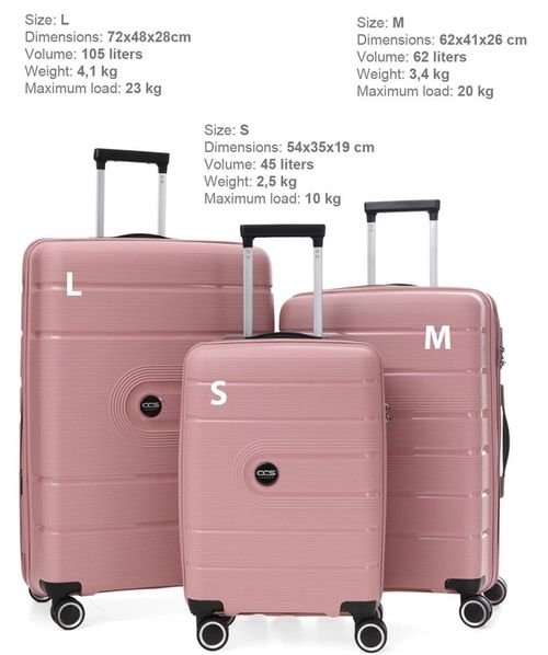 купить Чемодан CCS 5241 Set Powder в Кишинёве 