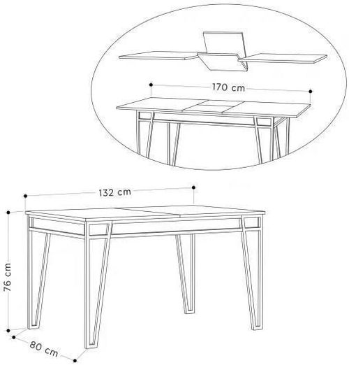 cumpără Masă Trendy Pal Antracit, 132x76x80cm (extensibila) (GTR001567) în Chișinău 