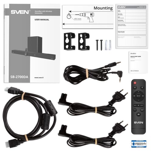 cumpără Soundbar Sven SB-2700DA with wireless subwoofer, black în Chișinău 