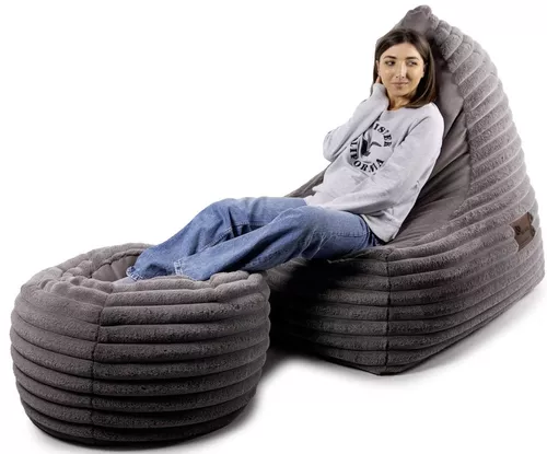 купить Кресло-мешок Because Soft Dark + Pouf (140x140x100cm) в Кишинёве 