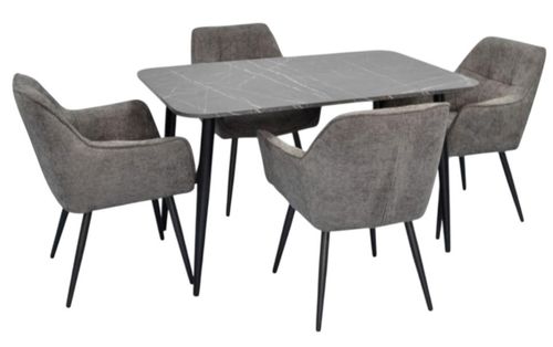 купить Комплект стол и стулья Evelin di Costacurta стол DT-405-6B + 4 стула YTC-090B Dark grey в Кишинёве 