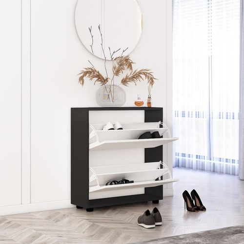 купить Полка для обуви Mobildor-Lux Leo 60x27x86H cm Anthracite/White в Кишинёве 