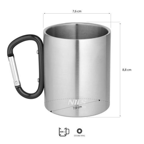 купить Посуда походная Nils NC17110 CAMP 300ml din inox cu carabină, neagră в Кишинёве 