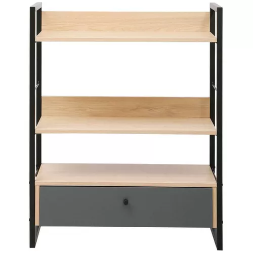 купить Офисный стеллаж Deco Alto 3 nivele 70x30x90H Oak/Dark Grey/Black в Кишинёве 