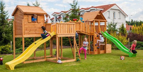 купить Детская площадка Fungoo Maxi Set SIZED PLAZA (My_Side Fortress Toybox Rainbow) teak painted в Кишинёве 