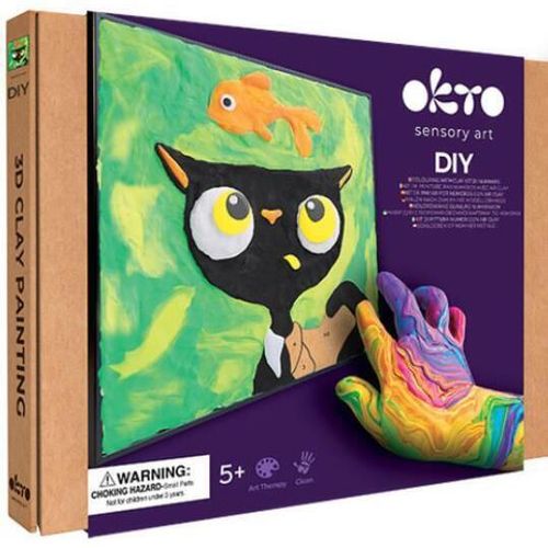 купить Набор для творчества Okto 20056 Tablou 3D pe numere din plastilină aerată Air Clay 29x29cm: Pisica Neagră в Кишинёве 
