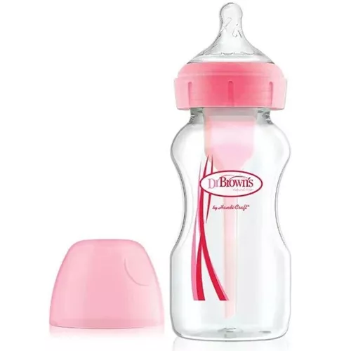 cumpără Cană cu pai Dr. Brown's 072239318218 Biberon cu gat larg Options+ Roz, tetina nivel 1 (0-3 luni), 270ml în Chișinău 