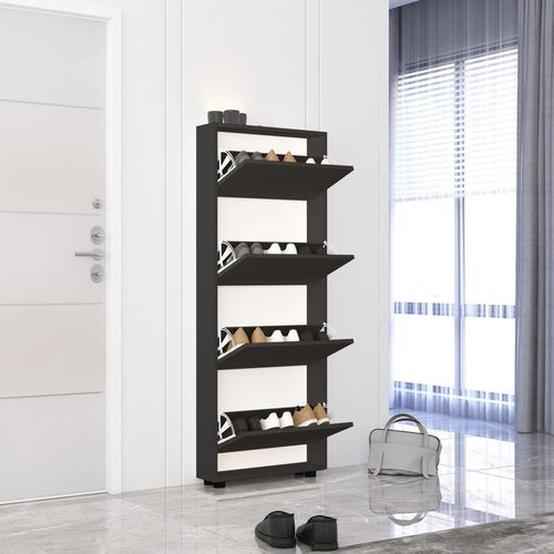 купить Полка для обуви Mobildor-Lux Leo Slim 80x16x164H cm Anthracite в Кишинёве 