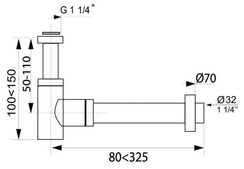 cumpără Sifon pentru chiuvetă bucătărie Wirquin Mini Lineis Alb 11/4 D32 30724960 în Chișinău 