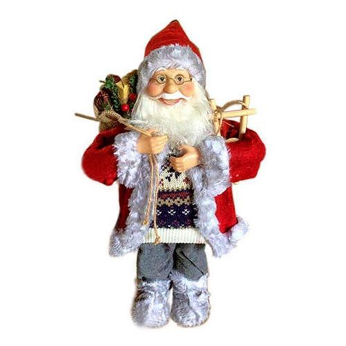 купить Новогодний декор Promstore 20208 Дед Мороз в красно-серой шубе с ангелами 80cm в Кишинёве 
