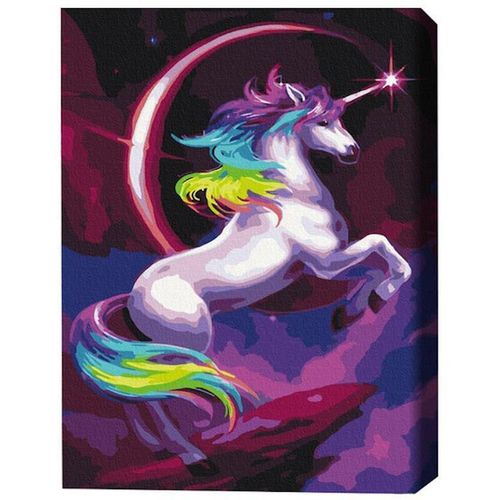 купить Картина по номерам BrushMe RBS36214FC 30x40 сm (fără cutie) Unicorn din poveste, în culori de curcubeu в Кишинёве 