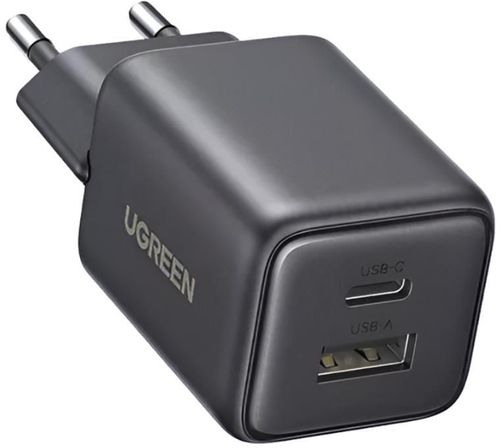 купить Зарядное устройство сетевое Ugreen 65737 GaN USB-A, Type-C, 20W QC3.0, X514, Black в Кишинёве 