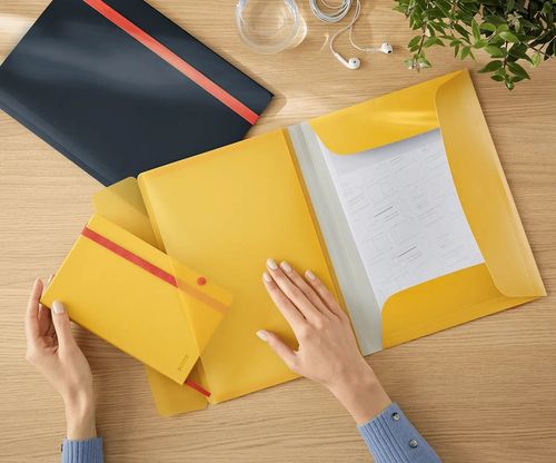 купить Папка для документов Leitz 46190019 Mapa din plastic cu elastic Cosy A4, galbena в Кишинёве 