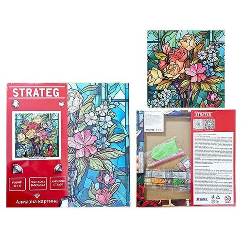 купить Картина по номерам Strateg 57332 Mozaic cu diamante 30x30cm Culori vitralii в Кишинёве 