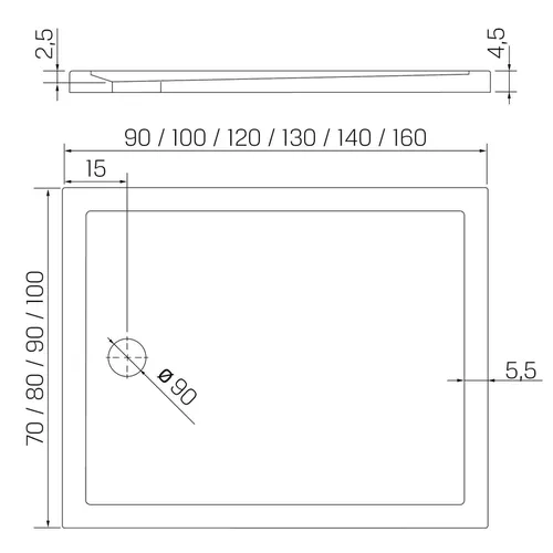 cumpără Cadița de duș New Trendy New Cantare Rectangular 100x80x4,5 B-0424 în Chișinău 
