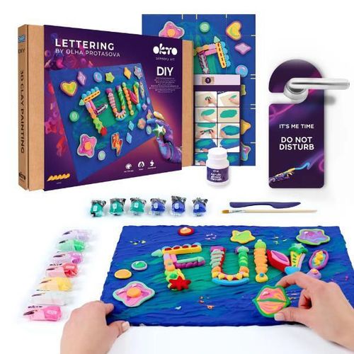 купить Набор для творчества Okto 10050 Tablou 3D cu plastilină aerată Air Clay 30x40сm: FUN в Кишинёве 
