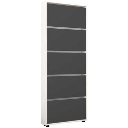 купить Полка для обуви Mobildor-Lux Leo Slim 80x16x203H cm White/Anthracite в Кишинёве 