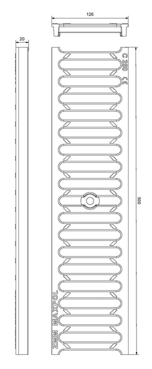 купить Душевой трап ZMM Maxpol 16524 Gratar fonta canalizare fara rigola 500x126 mm С250 в Кишинёве 