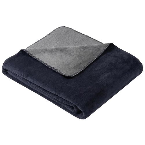 купить Домашний текстиль Ibena 2340/660 Uni Decke Double Face Dublin Dark blue/grey в Кишинёве 