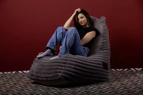 купить Кресло-мешок Because Soft Dark + Pouf (140x140x100cm) в Кишинёве 