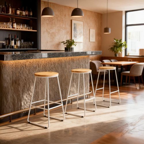 купить Барный стул Jumi FCM-598478 Scaun de bar din lemn, Oak Artisan/Alb в Кишинёве 
