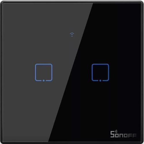 купить Выключатель электрический Sonoff Wi-Fi Smart Touch Wall Switch TX Series 2-Gang (Neutral Wire), Black в Кишинёве 