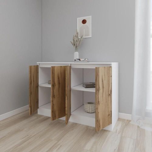 cumpără Comodă Smartex (16463) Т8 140cm Ivory+Stejar Inchis în Chișinău 